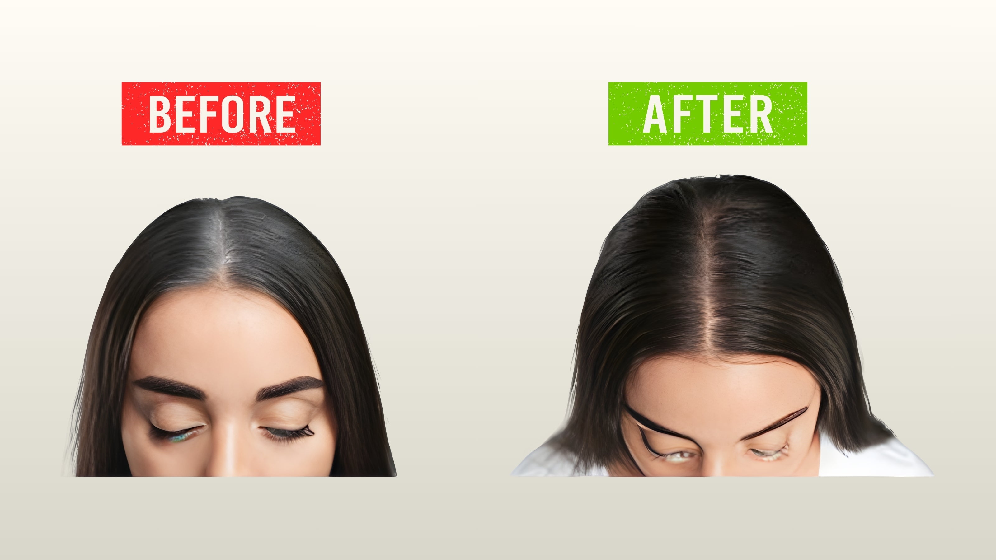 Before and after hair transformation showing reduction in gray hair with darker, healthier-looking hair using AX Hair Tonic and AX Amla Hair Oil
