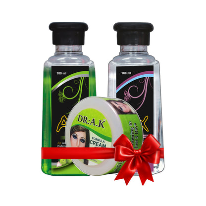 Dr AK Formula Cream AX Hair Tonic and AX Amla Hair Oil bundle skin brightening cream and herbal hair growth anti hair fall hair care set