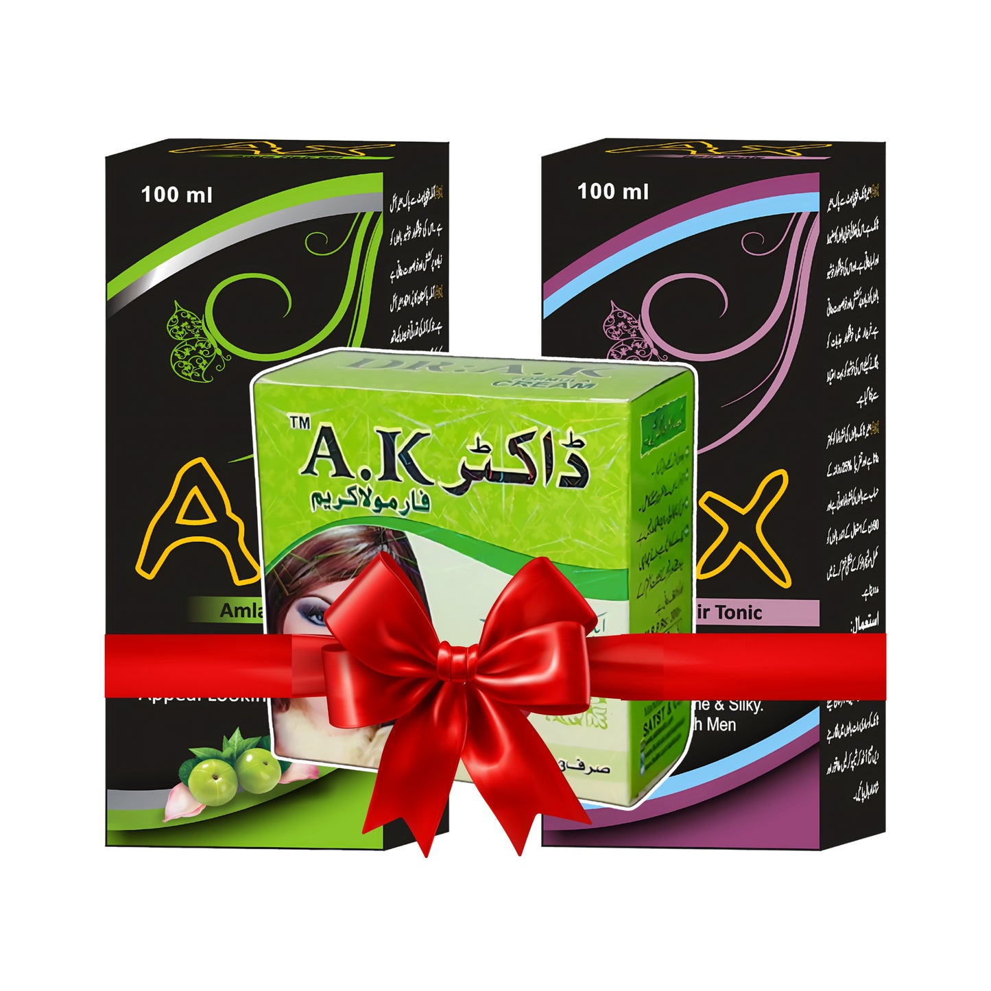 Dr AK Formula Cream AX Hair Tonic and AX Amla Hair Oil bundle skin brightening cream and herbal hair growth anti hair fall hair care set