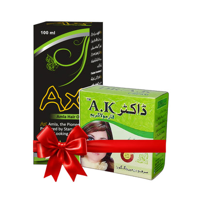 Dr AK Formula Cream and AX Amla Hair Oil Bundle – Skin Brightening Cream with Herbal Anti Hair Fall Amla Hair Oil