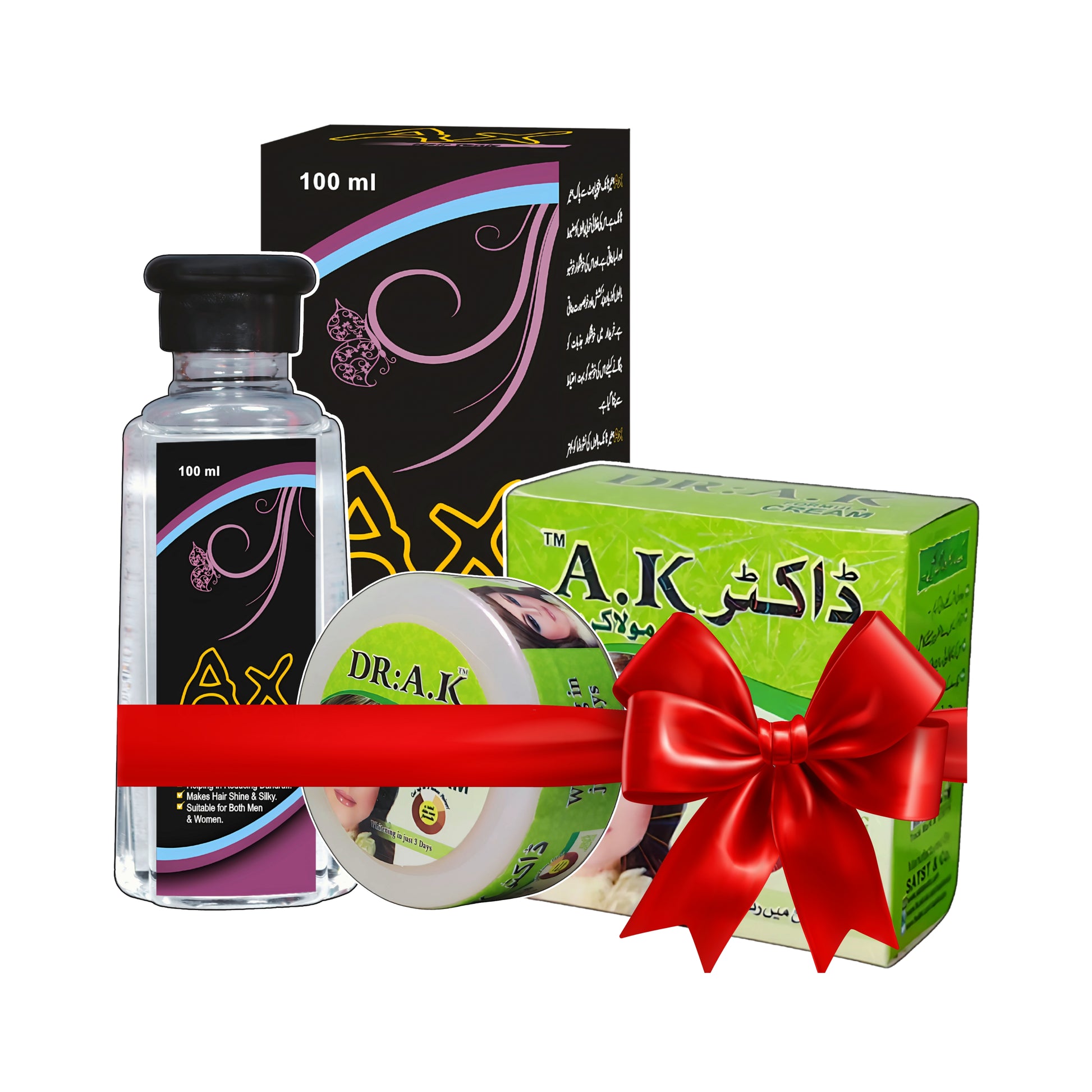 Dr AK Formula Cream and AX Hair Tonic Bundle – Skin Brightening Anti Acne Cream with Herbal Hair Growth Anti Hair Fall Tonic